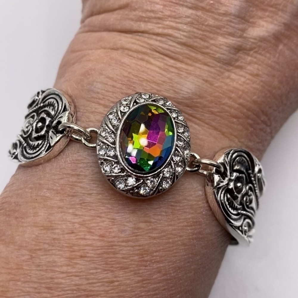 Spoon Snap Jewelry Bangle Bracelet with Multicolored 18mm Shimmering Snap! NWT